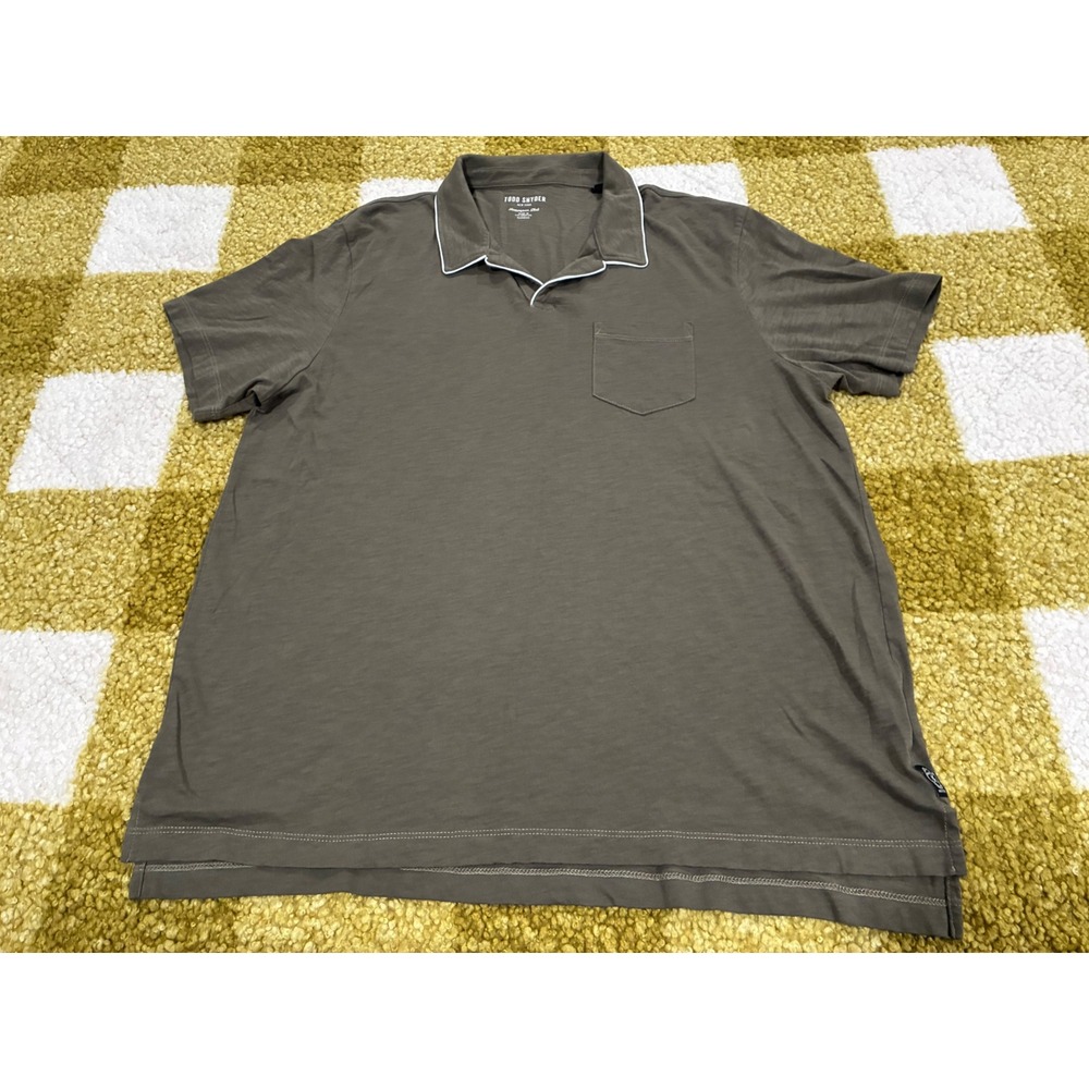Todd Snyder Homespun Slub Polo Shirt Mens XXL Green Cotton Contrast Piping USA